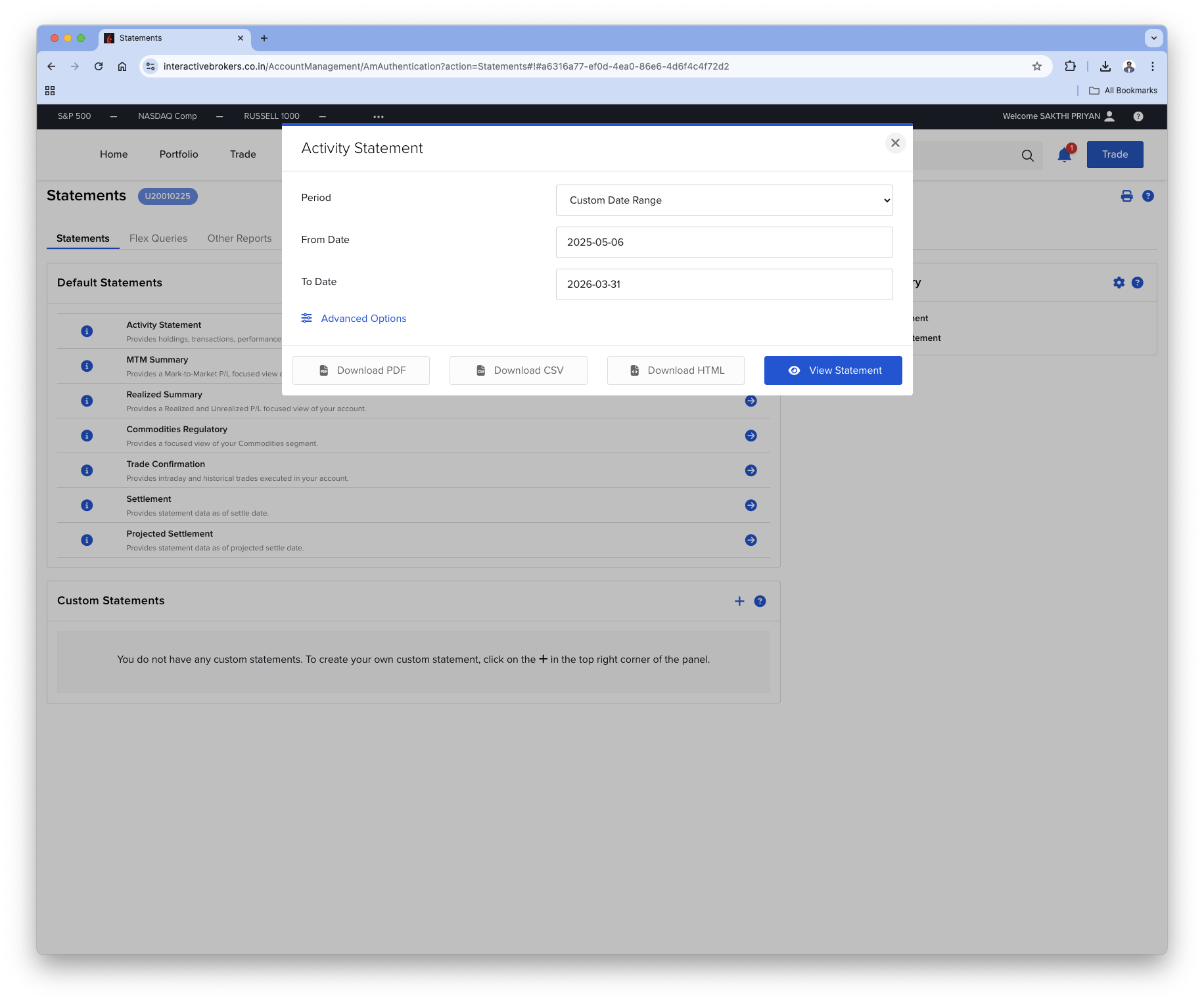 IBKR CSV upload walkthrough